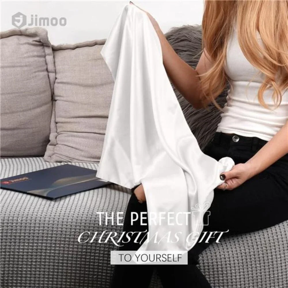 100% Mulberry Silk Pillowcase 19 Momme Hair Skin Friendly 2 Pc Queen Ivory White - Picture 6 of 6